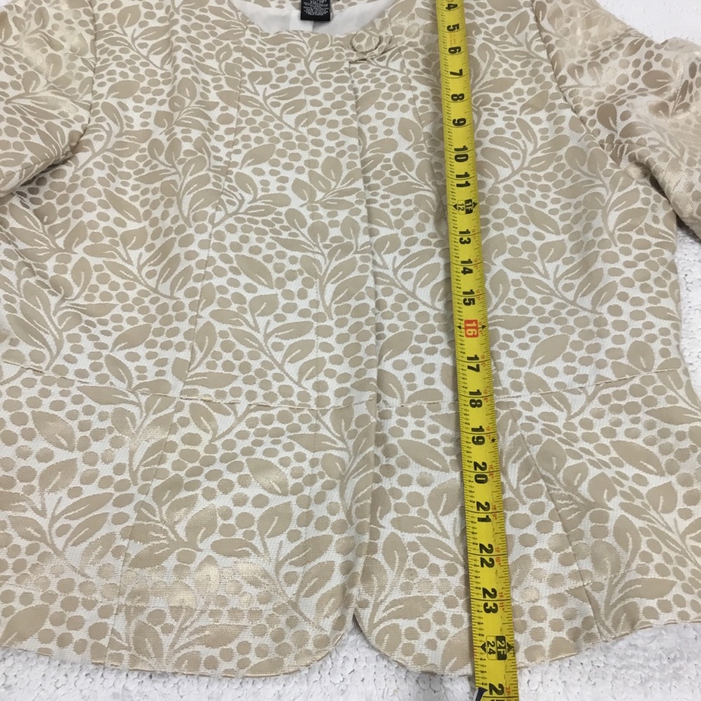 BOB MACKIE Creamy Gold Botanic Polka Dots Print Peplum Jacket Size 14 - Picture 8 of 12
